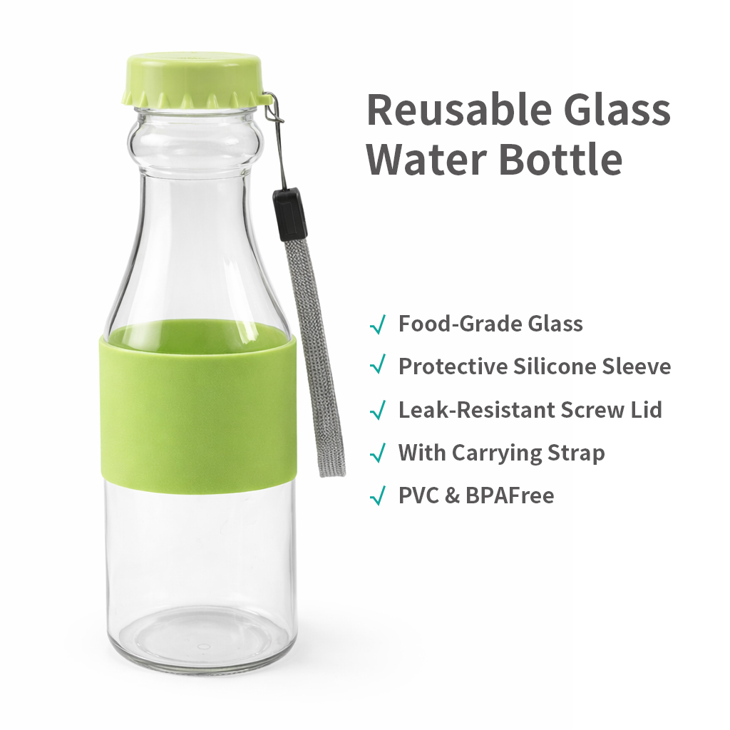 Twist glass water bottle