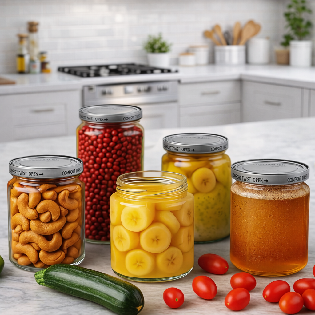 Glass Jar with Comfort Twist Open Canning Lid