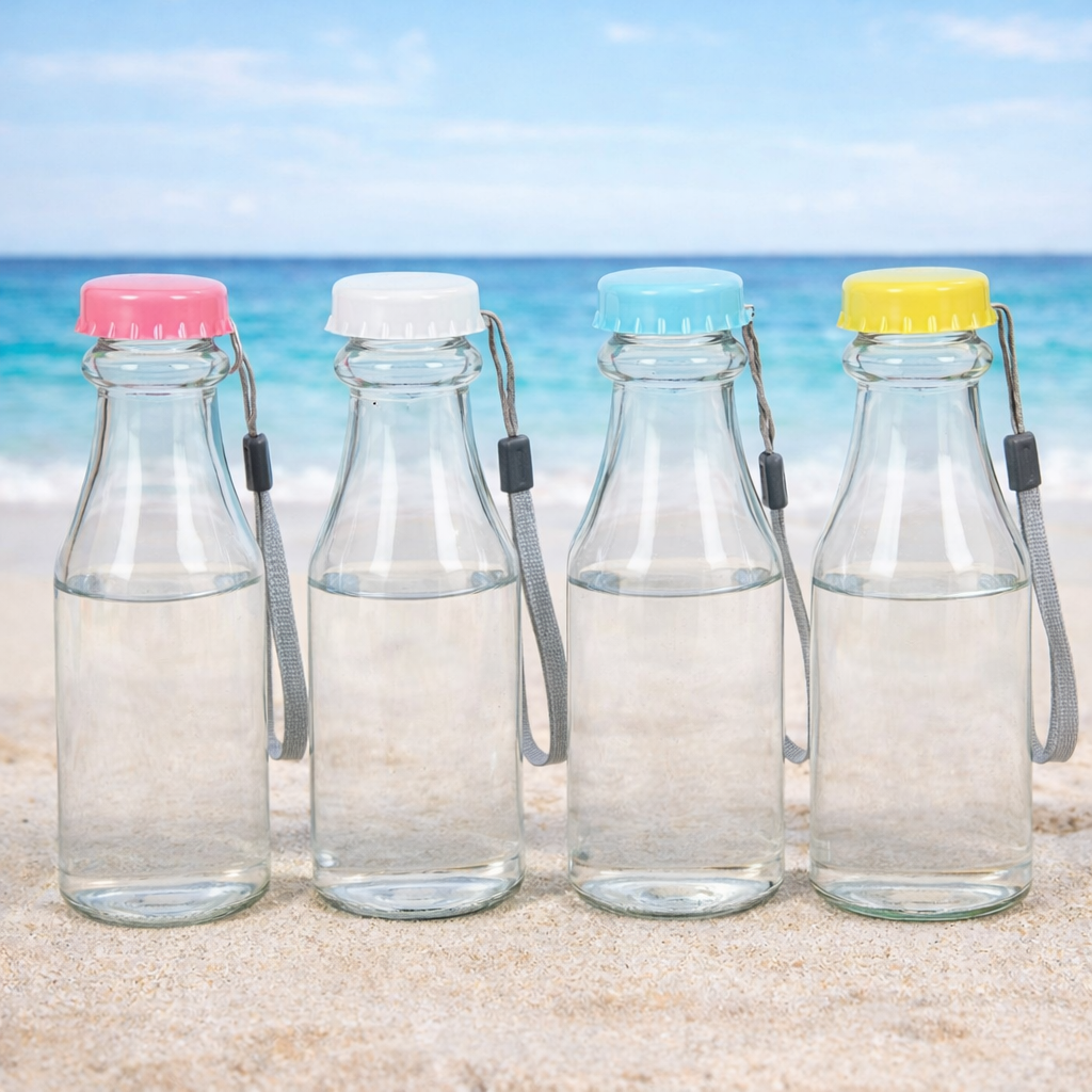 Twist glass water bottle