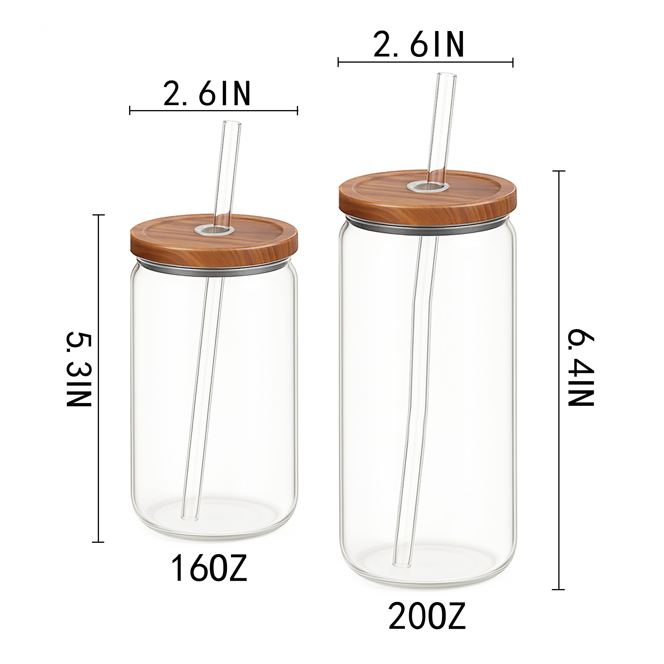 Glass Drinking Jar with Stainless Steel Lid & Glass Straw