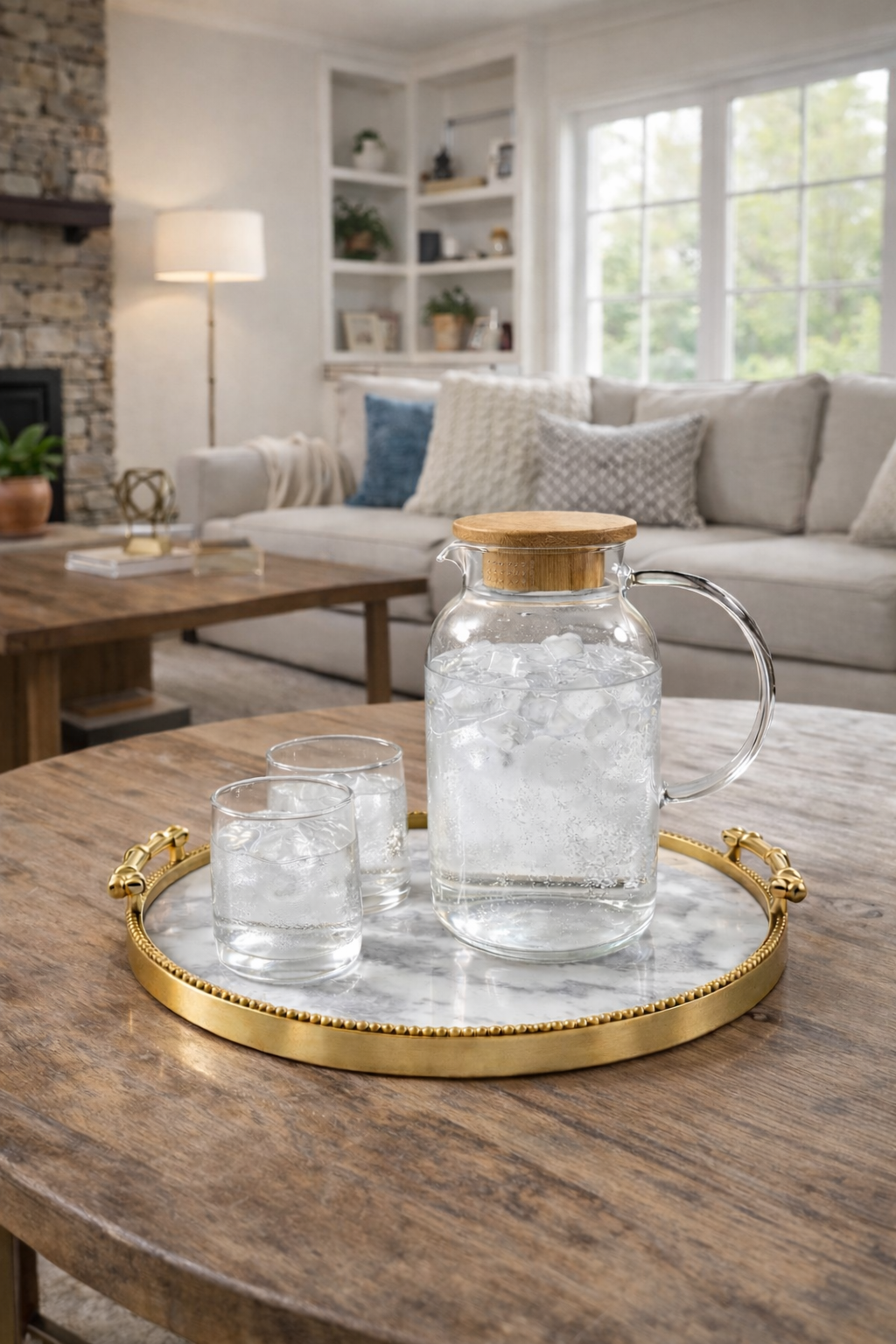 Round shape glass pitcher