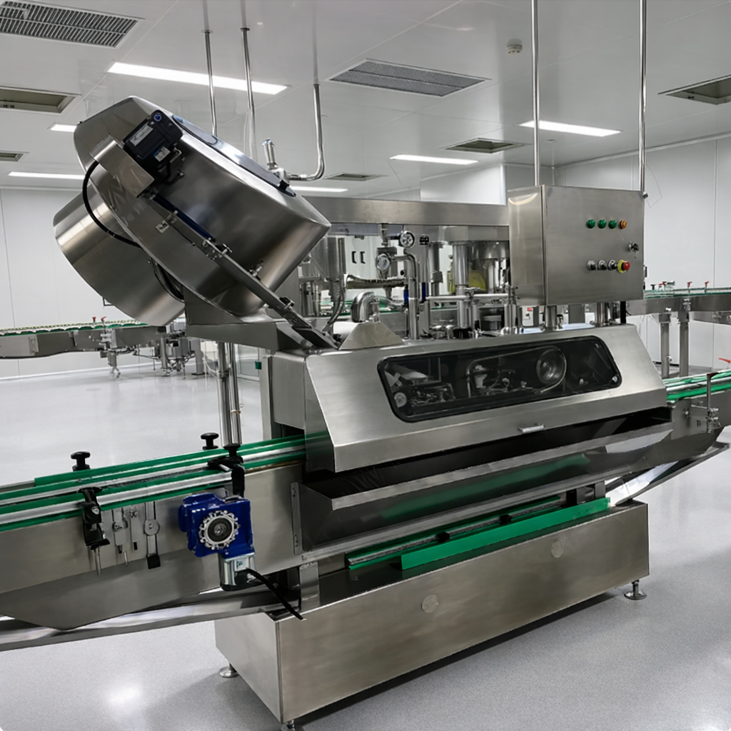 Glass Bottle Vacuum Automatic Capping Machine For Water Steam Spraying Model