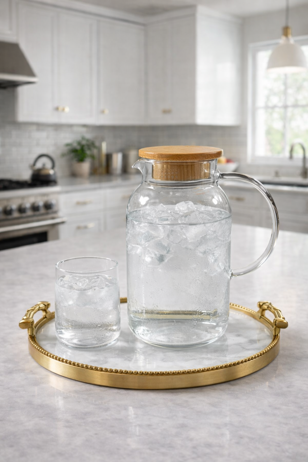 Round shape glass pitcher
