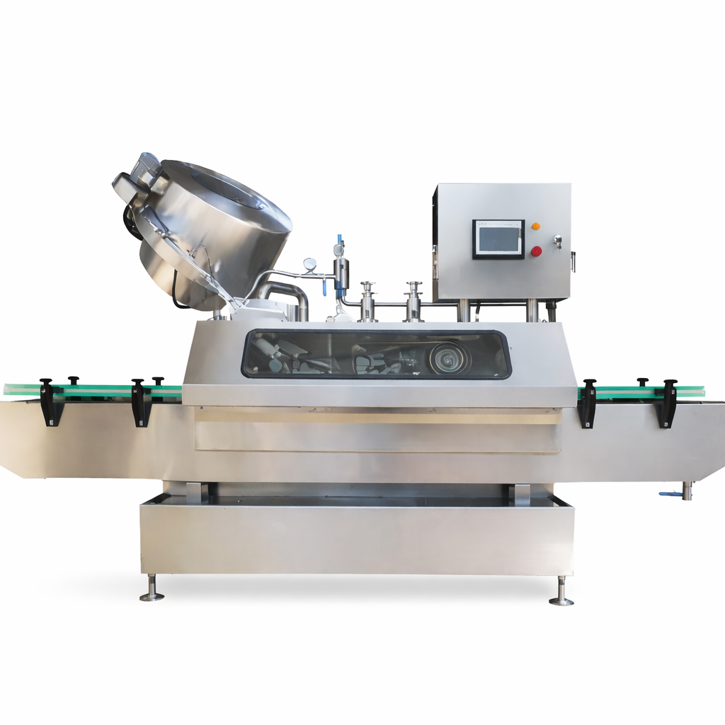 Glass Bottle Vacuum Automatic Capping Machine For Water Steam Spraying Model