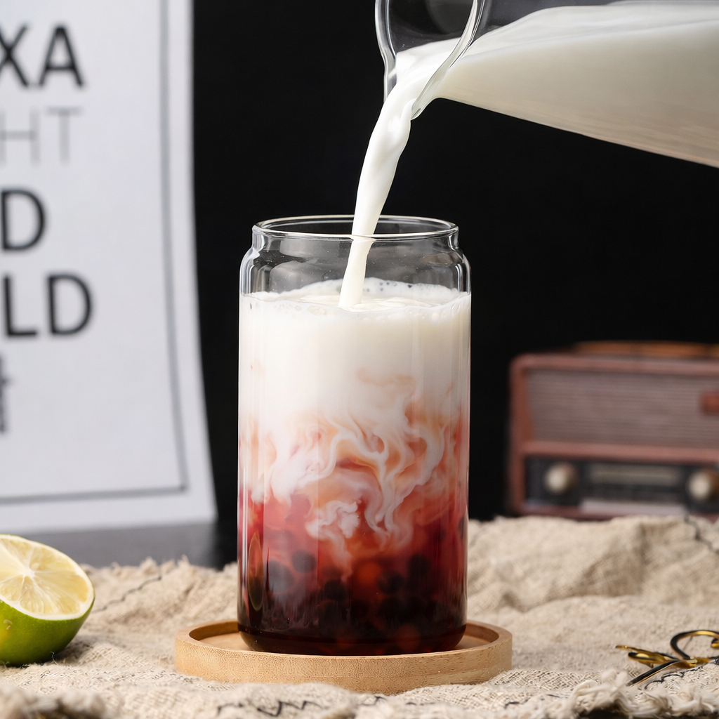 Bamboo Lid Glass Coke Cup