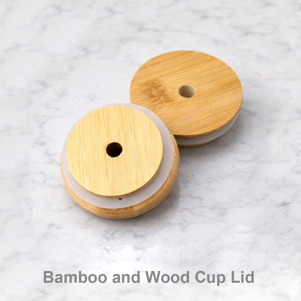 Bamboo Lid Glass Coke Cup